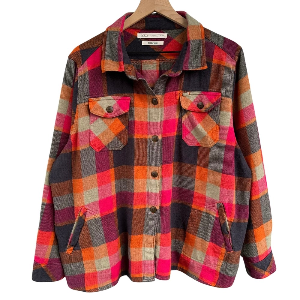 Woolrich Oxbow Bend Flannel Shirt Jacket Womens XXL Plaid Heavy Cotton Shacket